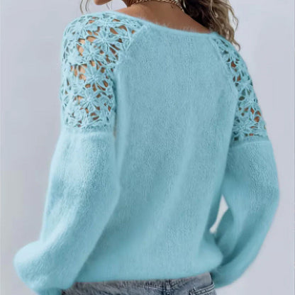 ⏳Time-Limited Special⏰Women's Crochet Lace Lantern Sleeve Sweater👚