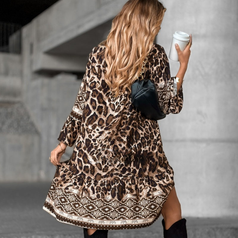 ⏳Time-Limited Special⏰Elegant V-Neck Long-Sleeve Printed Dress