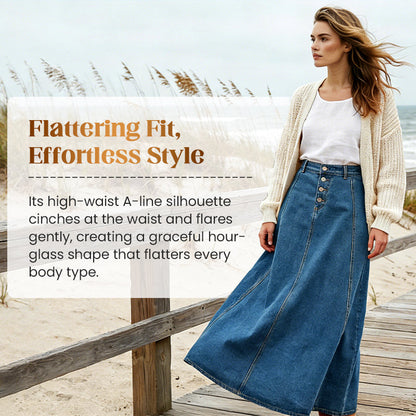 ⏳Time-Limited Special⏰Vintage Button-Front A-Line Denim Skirt👗