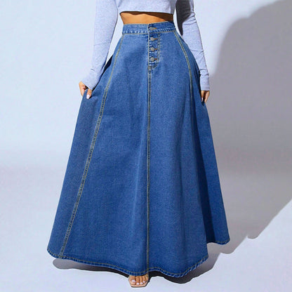 ⏳Time-Limited Special⏰Vintage Button-Front A-Line Denim Skirt👗