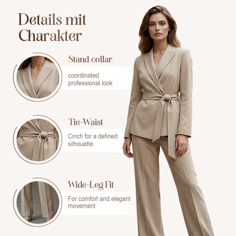⏳Time-Limited Special⏰Women's Elegant Tie-Waist Blazer & Wide-Leg Pants Suit Set – Flattering Silhouette, Breathable Fabric & Effortless Versatility ✨👗