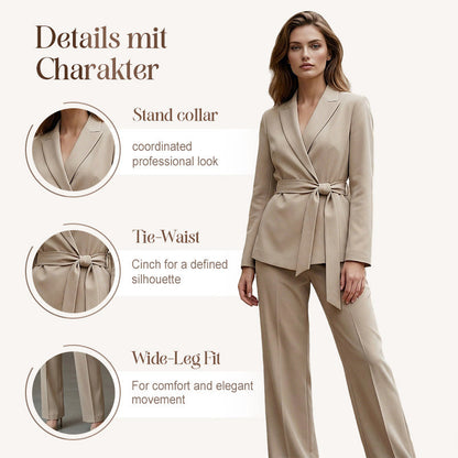⏳Time-Limited Special⏰Women's Elegant Tie-Waist Blazer & Wide-Leg Pants Suit Set – Flattering Silhouette, Breathable Fabric & Effortless Versatility ✨👗