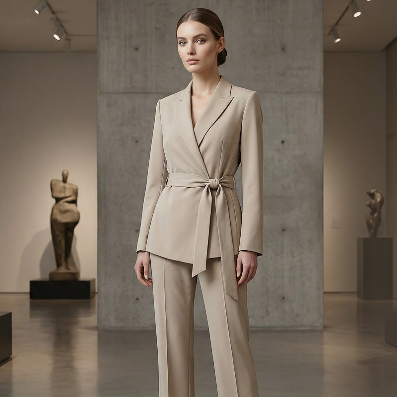 ⏳Time-Limited Special⏰Women's Elegant Tie-Waist Blazer & Wide-Leg Pants Suit Set – Flattering Silhouette, Breathable Fabric & Effortless Versatility ✨👗
