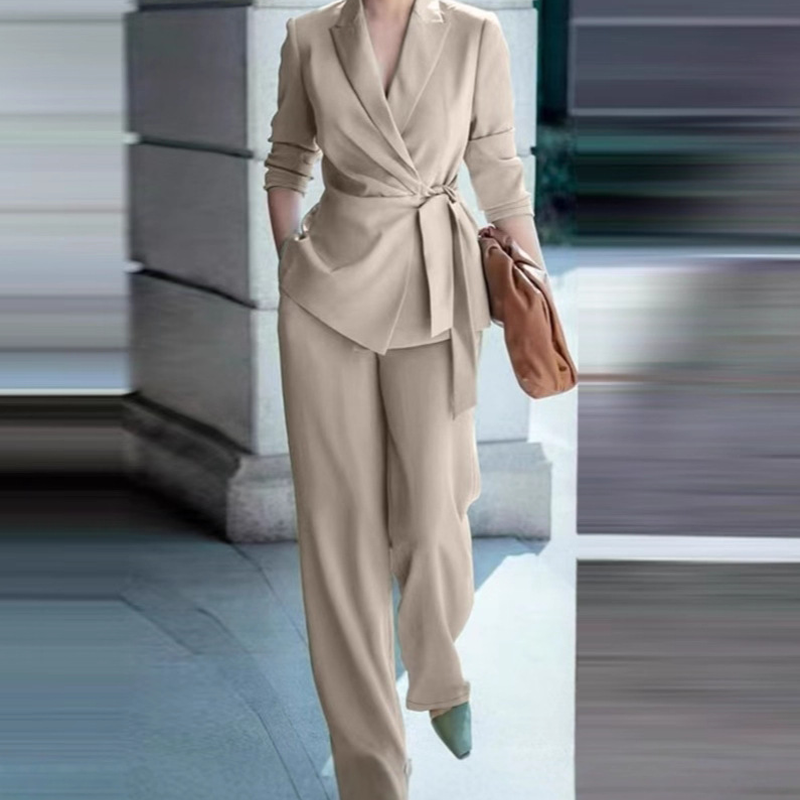 ⏳Time-Limited Special⏰Women's Elegant Tie-Waist Blazer & Wide-Leg Pants Suit Set – Flattering Silhouette, Breathable Fabric & Effortless Versatility ✨👗