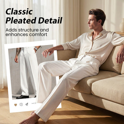 ⏳Time-Limited Special⏰Men's Casual Wide-Leg Pants – Breezy pleated front, easy pull-on style. Dress up or down for any summer day. A wardrobe essential. 👖🕊️