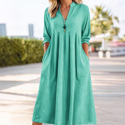 ⏳Time-Limited Special⏰Women's Casual V-Neck Midi Dress with Pockets