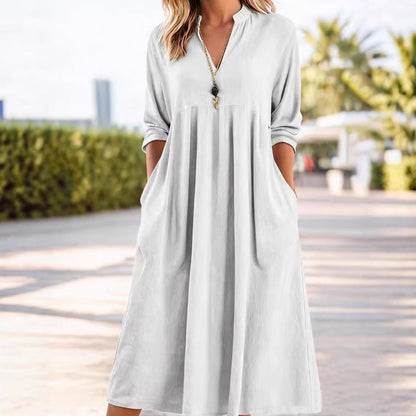 ⏳Time-Limited Special⏰Women's Casual V-Neck Midi Dress with Pockets