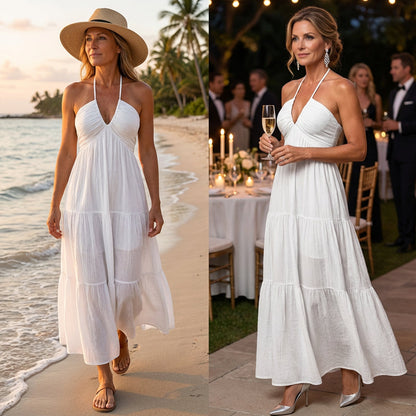 ⏳Time-Limited Special⏰Halter Neck Backless Tiered Maxi Dress