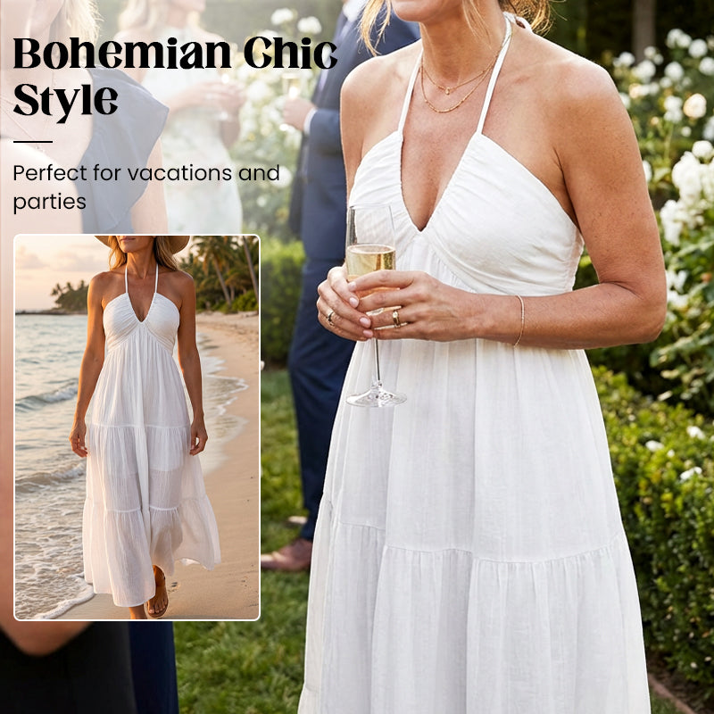 ⏳Time-Limited Special⏰Halter Neck Backless Tiered Maxi Dress