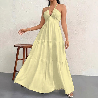 ⏳Time-Limited Special⏰Halter Neck Backless Tiered Maxi Dress
