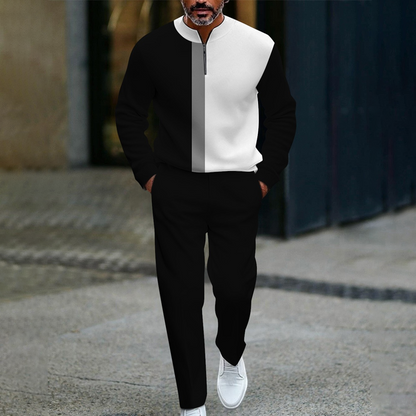 ⏳Time-Limited Special⏰Men's Color-Block Quarter-Zip Tracksuit Set