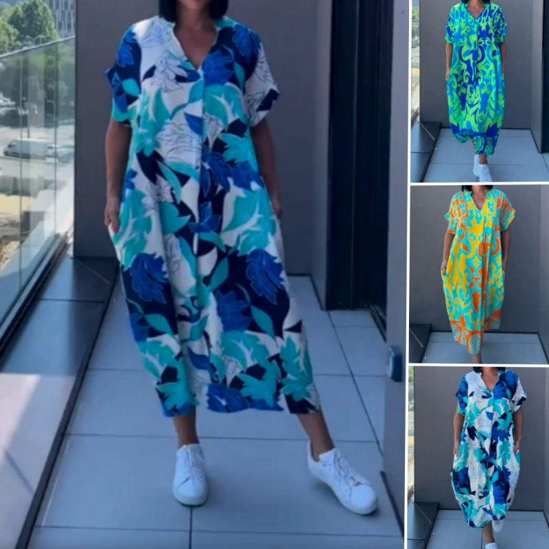 ⏳Time-Limited Special⏰Women's Casual Elegant Printed V-Neck Dress💡Designed in the USA💡