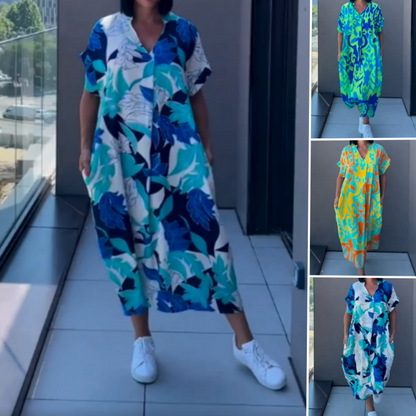 ⏳Time-Limited Special⏰Women's Casual Elegant Printed V-Neck Dress💡Designed in the USA💡