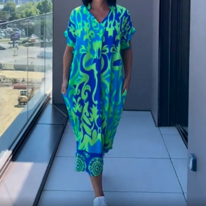 ⏳Time-Limited Special⏰Women's Casual Elegant Printed V-Neck Dress💡Designed in the USA💡