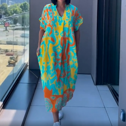⏳Time-Limited Special⏰Women's Casual Elegant Printed V-Neck Dress💡Designed in the USA💡