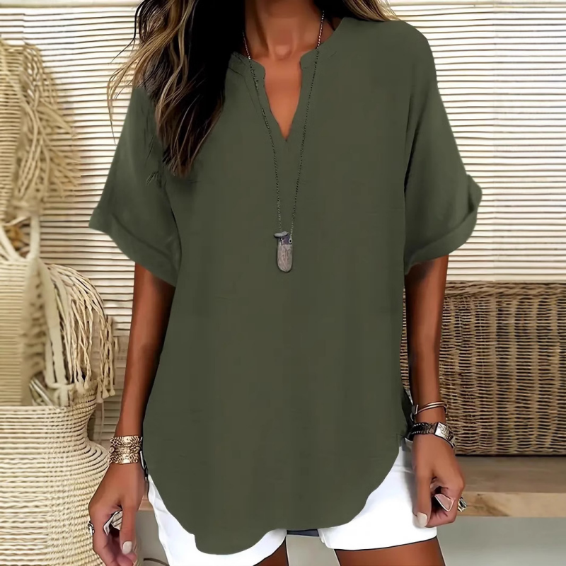⏳Time-Limited Special⏰Fashion Loose Solid Color Short Sleeve Top