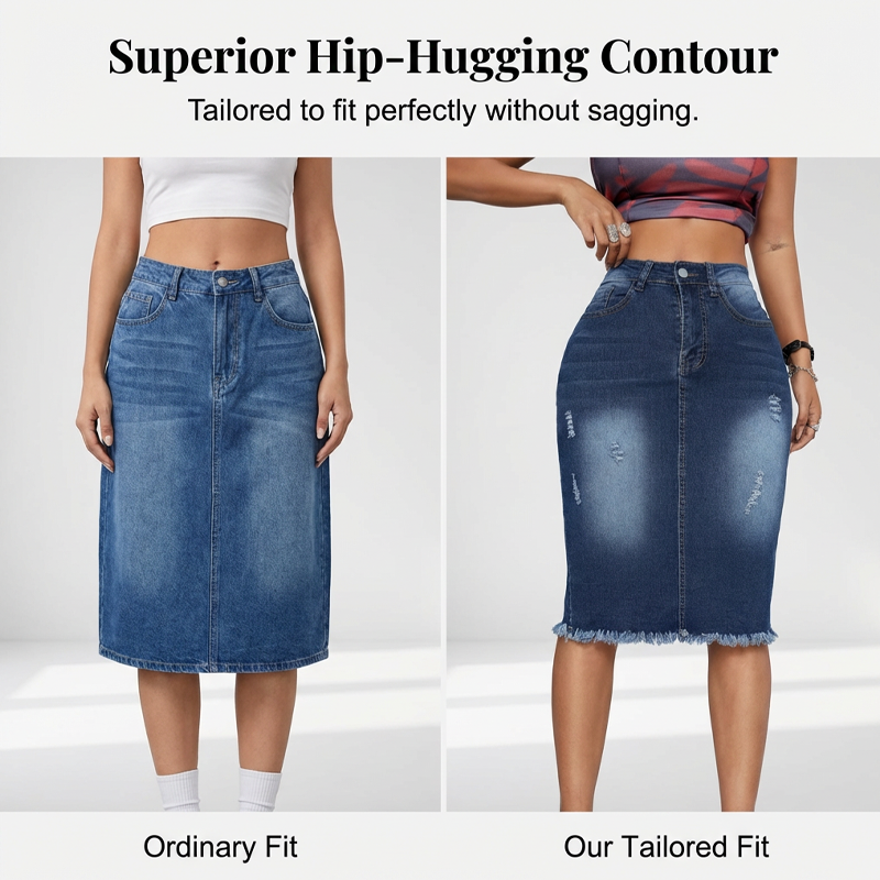 ⏳Time-Limited Special⏰Vintage A-Line Frayed Hem Denim Skirt – Flattering High Waist & Trendy Look