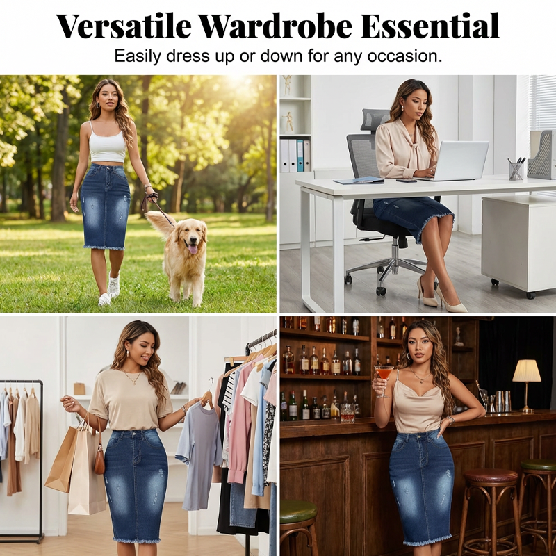⏳Time-Limited Special⏰Vintage A-Line Frayed Hem Denim Skirt – Flattering High Waist & Trendy Look