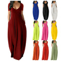 ⏳Time-Limited Special⏰Women's Round Neck Short Sleeve Casual Soft Fabric Long Dress