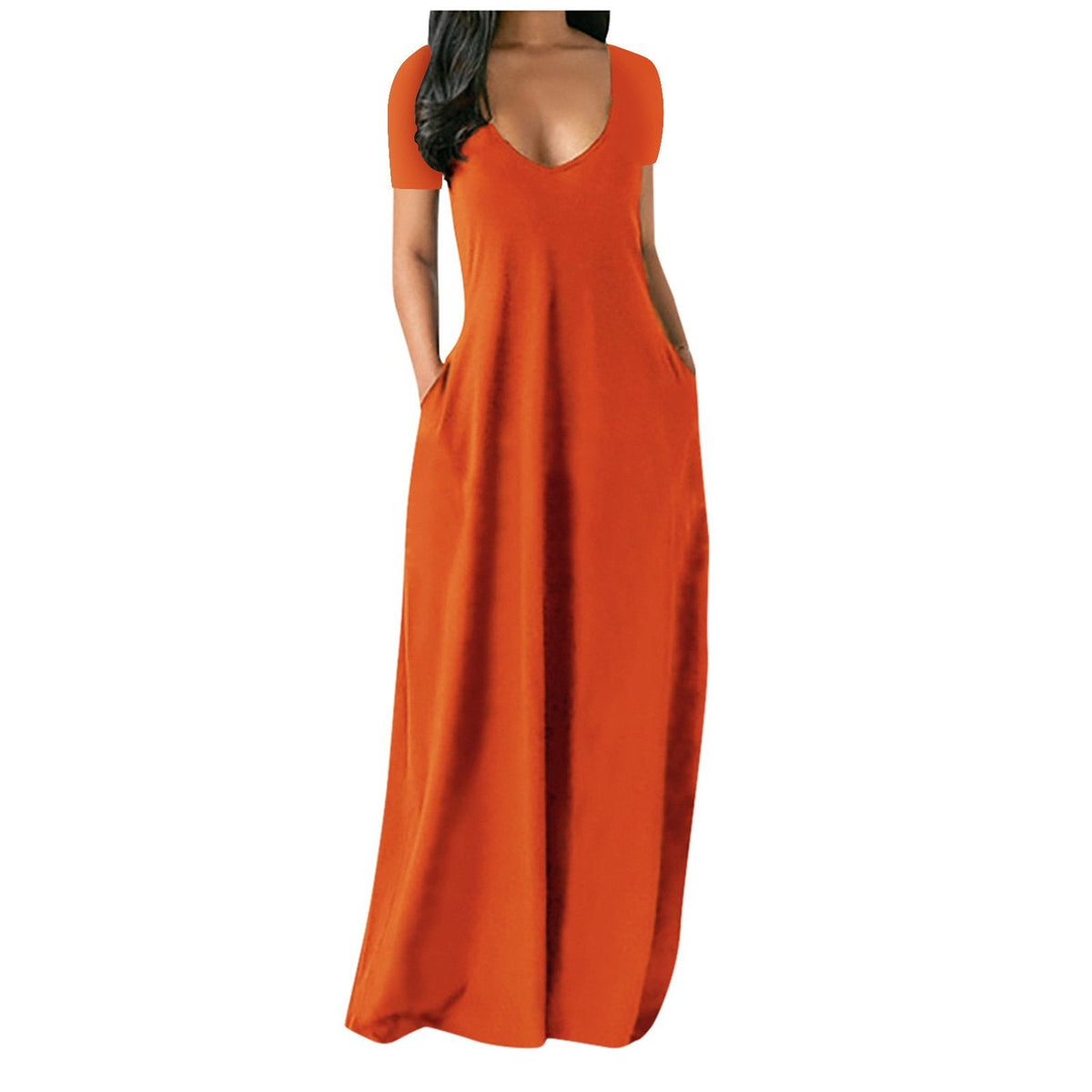 ⏳Time-Limited Special⏰Women's Round Neck Short Sleeve Casual Soft Fabric Long Dress