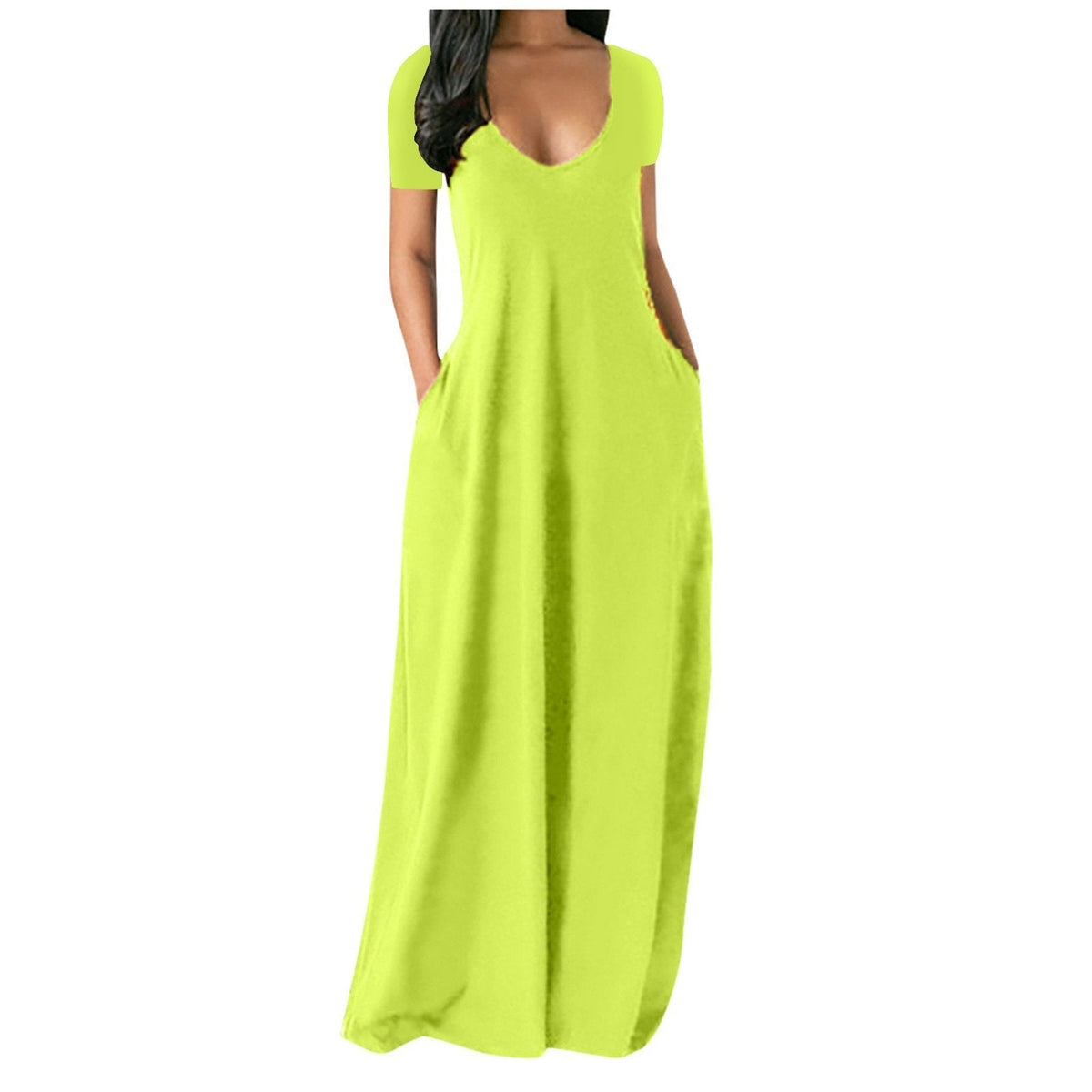 ⏳Time-Limited Special⏰Women's Round Neck Short Sleeve Casual Soft Fabric Long Dress