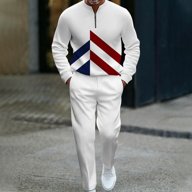 ⏳Time-Limited Special⏰Men's Half-Zip Color Block Tracksuit Set
