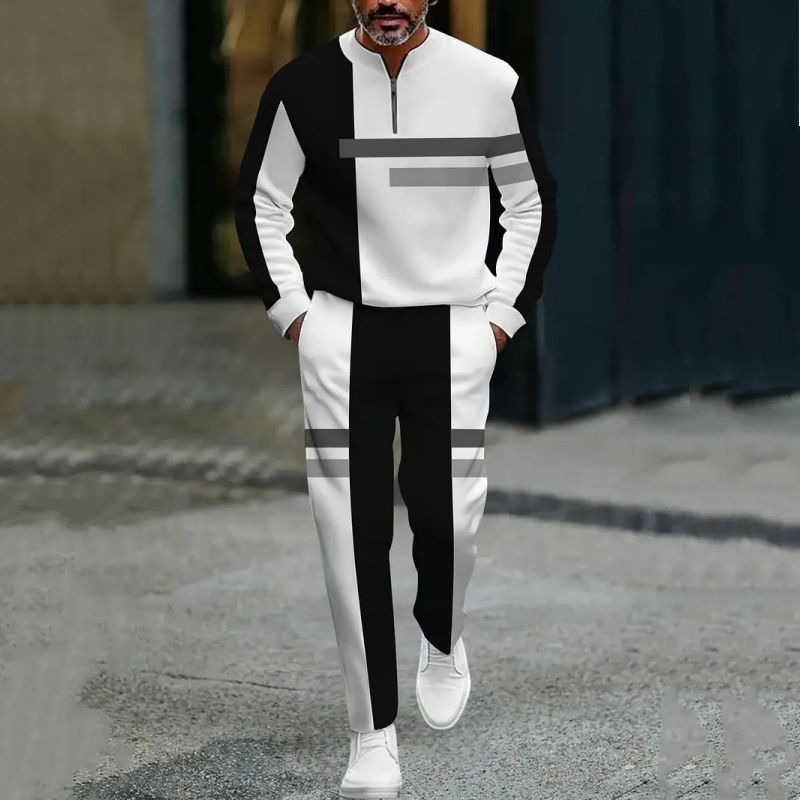 ⏳Time-Limited Special⏰Men's Half-Zip Color Block Tracksuit Set