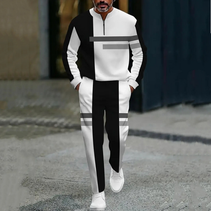 ⏳Time-Limited Special⏰Men's Half-Zip Color Block Tracksuit Set