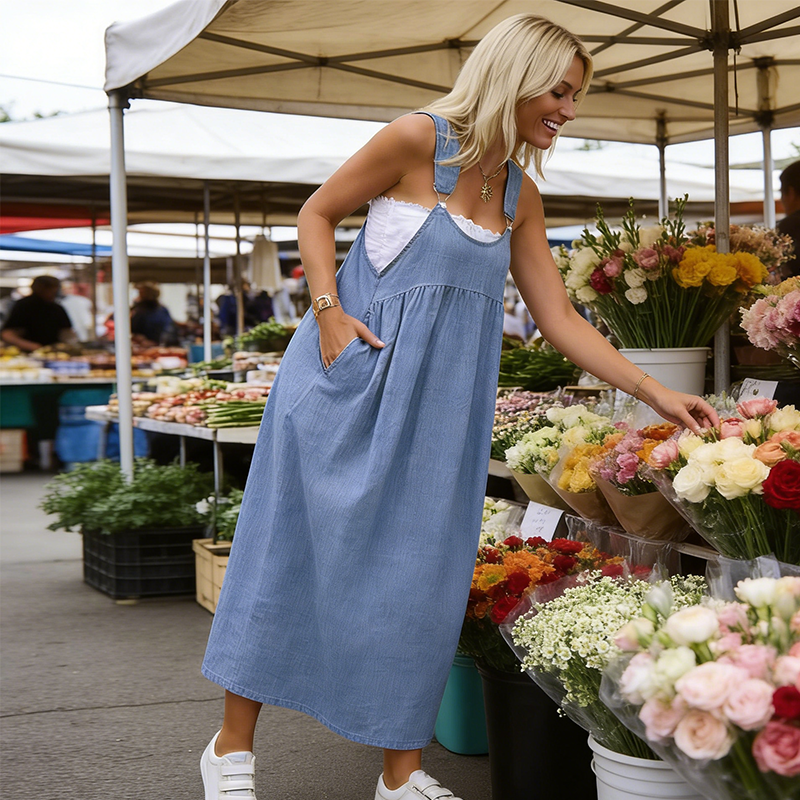 ⏳Time-Limited Special⏰Women's Casual Loose Overall Dress – Relaxed Fit, Side Pockets & Breathable Fabric ✨
