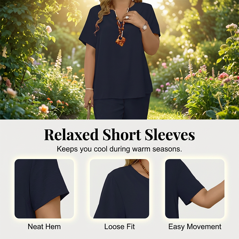 ⏳Time-Limited Special⏰Women's Casual Short Sleeve Top & Wide Leg Pants Set