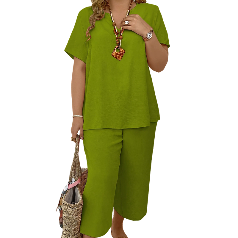⏳Time-Limited Special⏰Women's Casual Short Sleeve Top & Wide Leg Pants Set