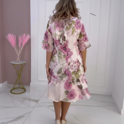 ⏳Time-Limited Special⏰Women's Floral Print Half-Sleeve Tiered Ruffle Dress