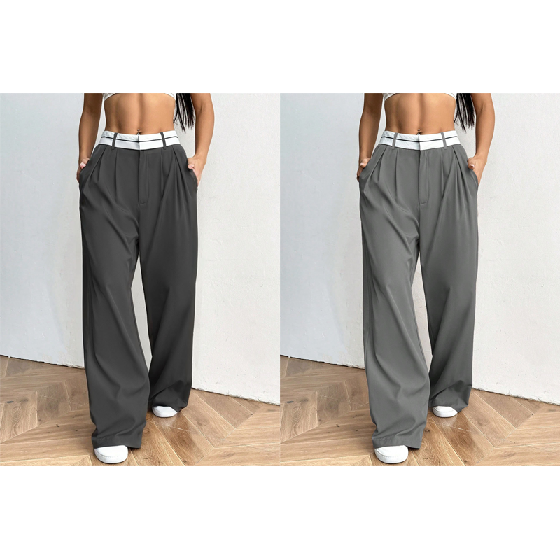 ⏳Time-Limited Special⏰Women's Wide-Leg Suit Pants with Contrast Waistband