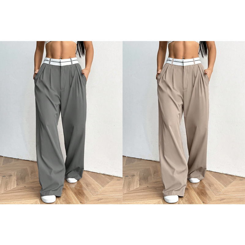 ⏳Time-Limited Special⏰Women's Wide-Leg Suit Pants with Contrast Waistband