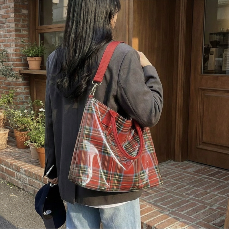 ⏳Time-Limited Special⏰Women's Plaid PVC Tote Bag