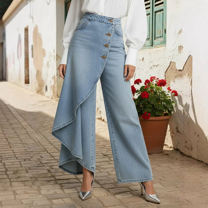 ⏳Time-Limited Special⏰Asymmetrical Wrap Denim Skirt Pants