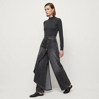 ⏳Time-Limited Special⏰Asymmetrical Wrap Denim Skirt Pants