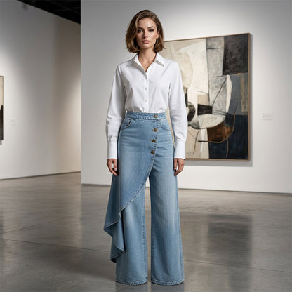 ⏳Time-Limited Special⏰Asymmetrical Wrap Denim Skirt Pants