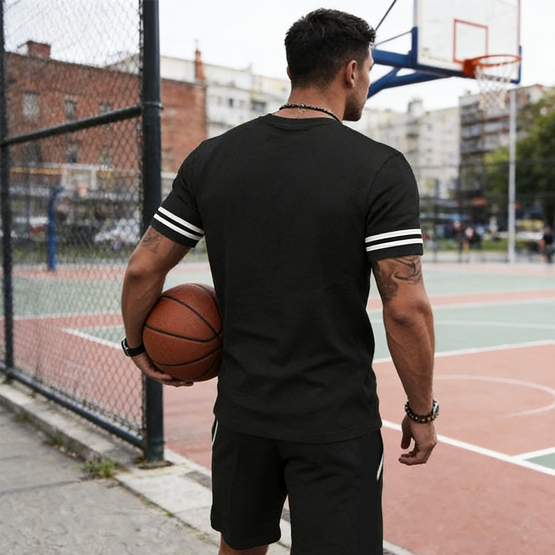 ⏳Time-Limited Special⏰Men's Striped T-Shirt & Shorts 2-Piece Set