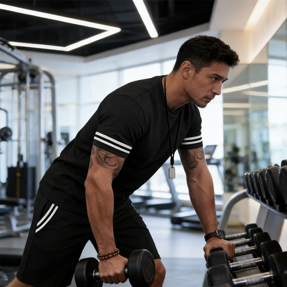 ⏳Time-Limited Special⏰Men's Striped T-Shirt & Shorts 2-Piece Set