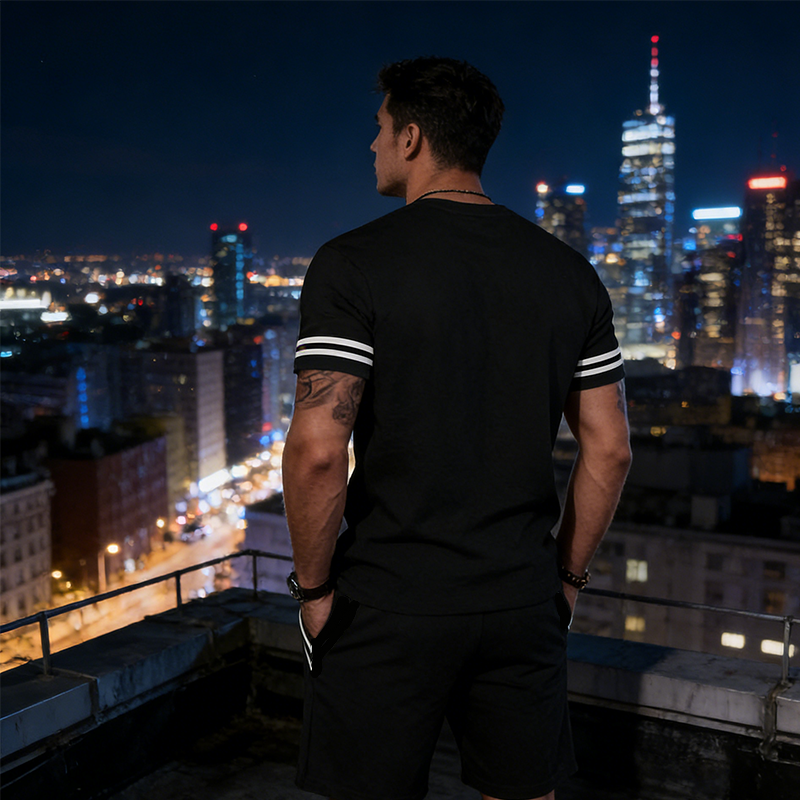 ⏳Time-Limited Special⏰Men's Striped T-Shirt & Shorts 2-Piece Set