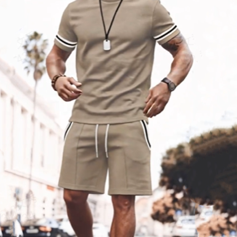 ⏳Time-Limited Special⏰Men's Striped T-Shirt & Shorts 2-Piece Set