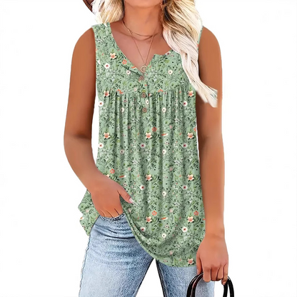 ⏳Time-Limited Special⏰Women's Printed Button Sleeveless Top