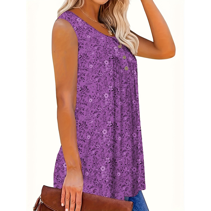 ⏳Time-Limited Special⏰Women's Printed Button Sleeveless Top