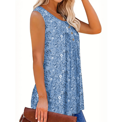⏳Time-Limited Special⏰Women's Printed Button Sleeveless Top