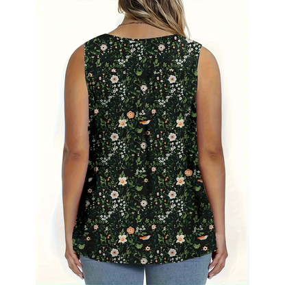 ⏳Time-Limited Special⏰Women's Printed Button Sleeveless Top