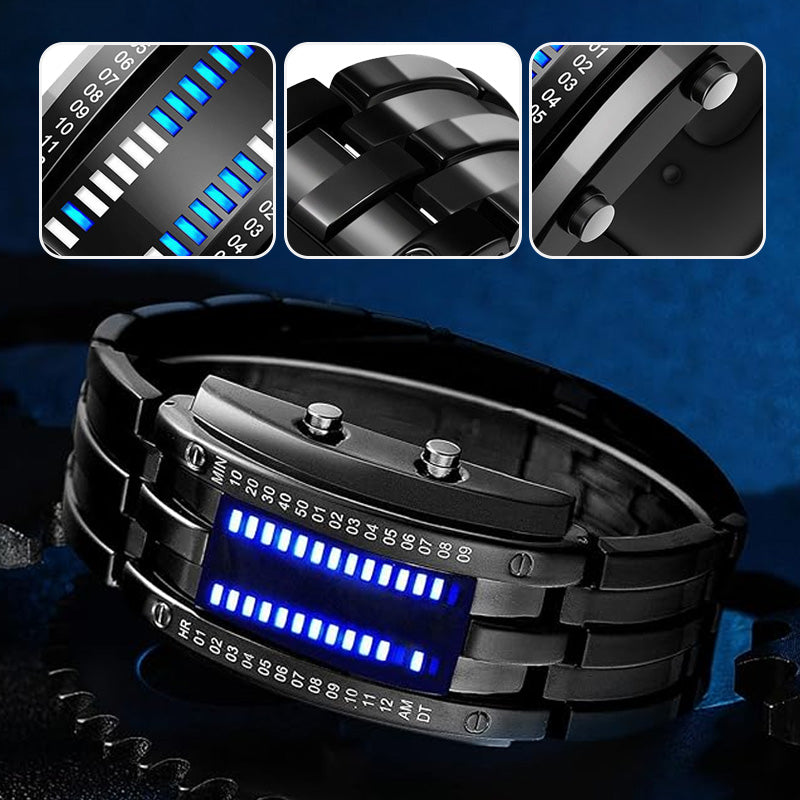 ⏳Time-Limited Special⏰Men's Binary LED Watch – Stainless Steel, Blue Light, Sporty, Water-Resistant, Modern ⚡