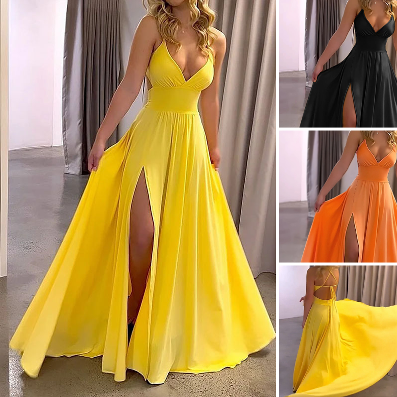 ⏳Time-Limited Special⏰V-Neck Spaghetti Strap High Slit Maxi Dress