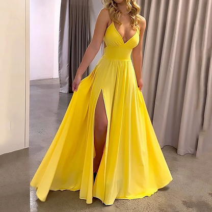 ⏳Time-Limited Special⏰V-Neck Spaghetti Strap High Slit Maxi Dress