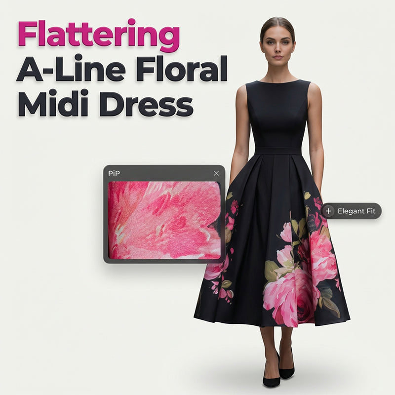⏳Time-Limited Special⏰Elegant Sleeveless A-Line Midi Dress with Floral Print